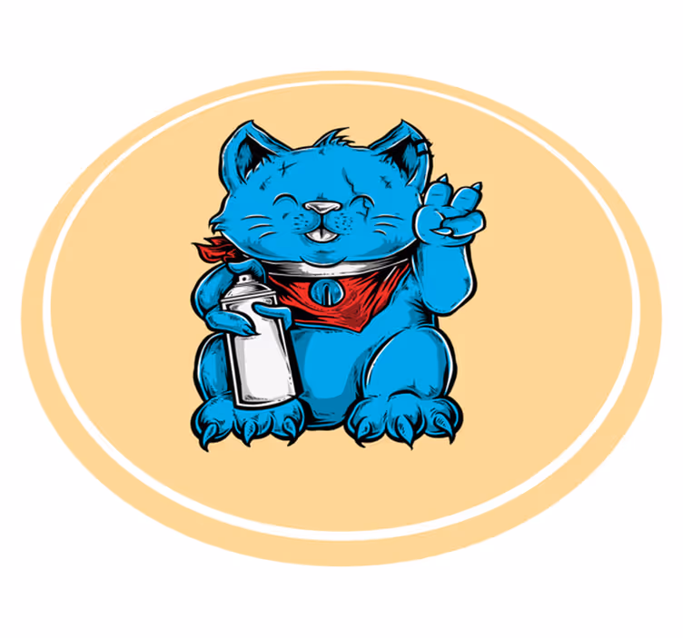 Vinyl Teppich Tiere blaue katze mit babyflasche - TenStickers