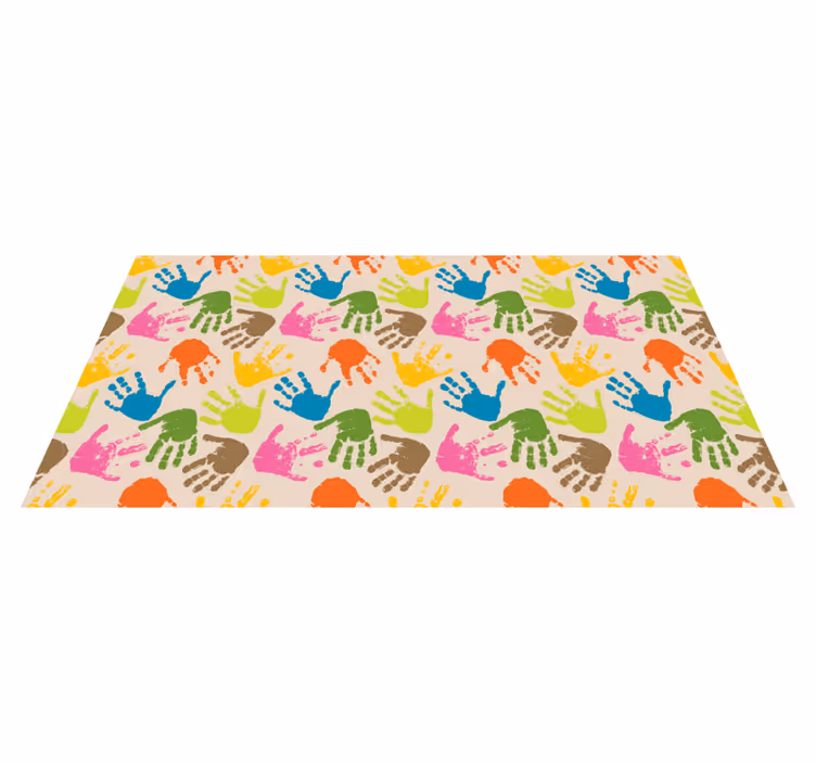 Vinyl Teppich Kinder bunte handabdrücke - TenStickers