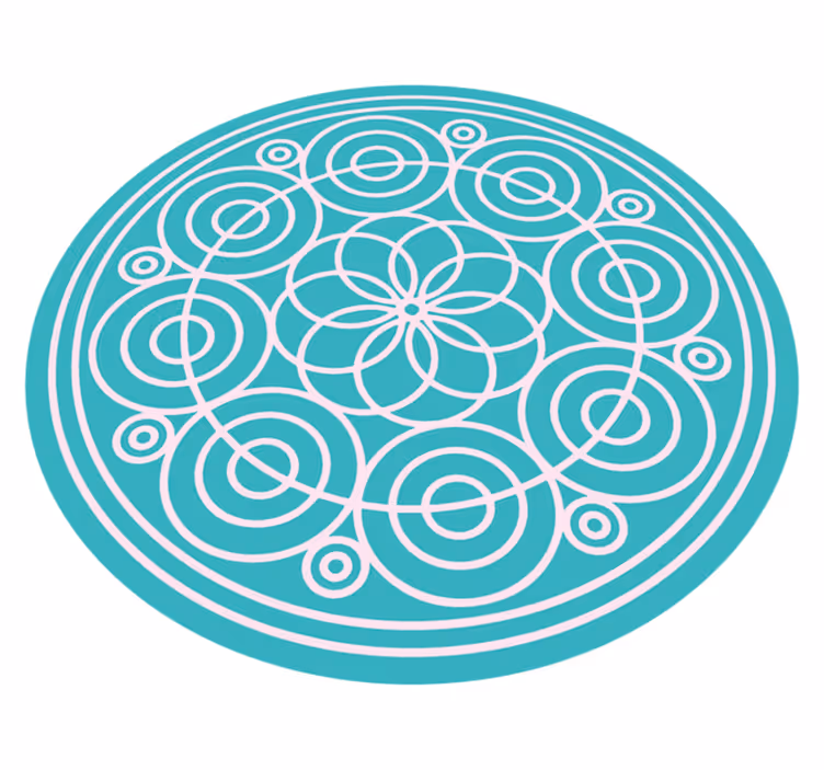 Vinyl Teppich Mandala türkisfarbenes kreisförmiges muster - TenStickers