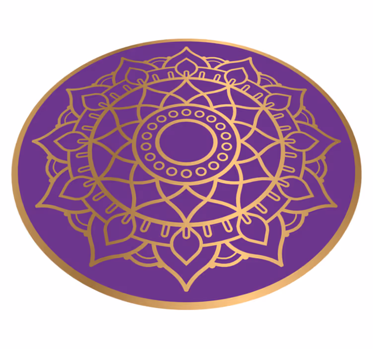 Vinyl Teppich Mandala lila und goldenes motiv - TenStickers