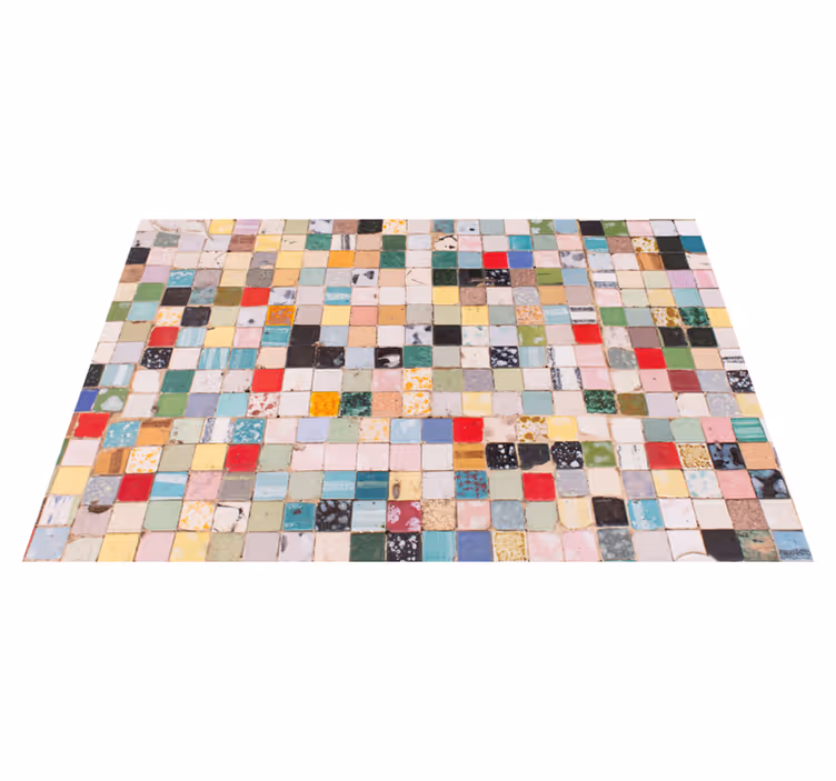 Vinyl Teppich Bad alte bunte fliesen - TenStickers