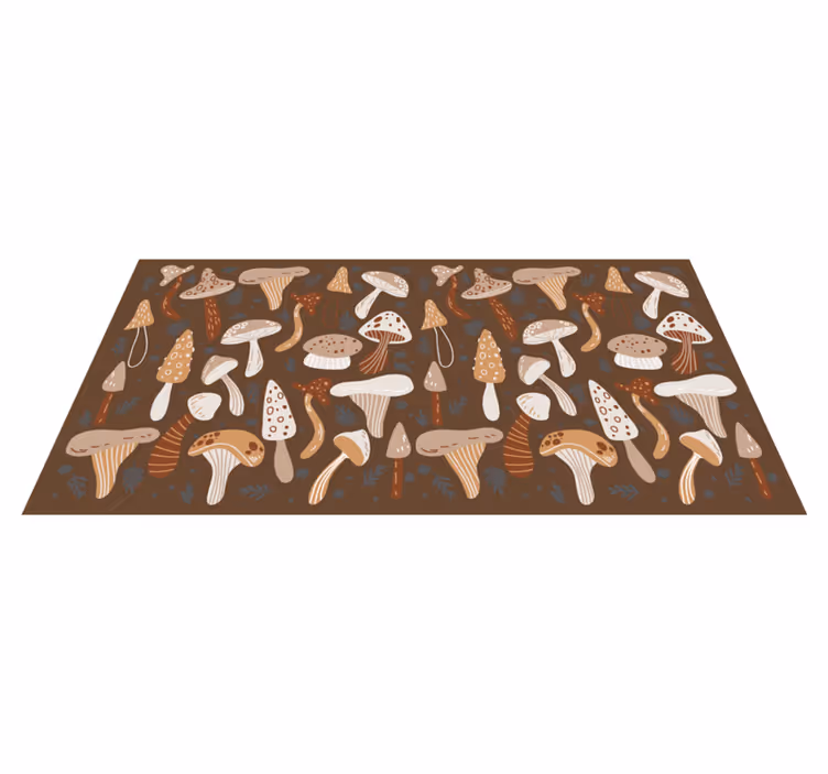 Vinyl teppich natur mit pilzmuster - TenStickers