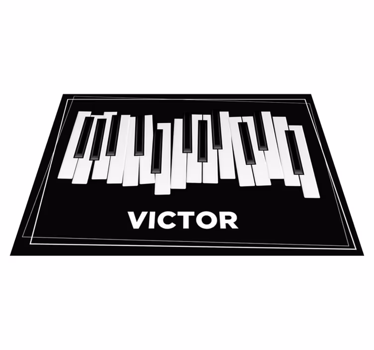 Vinyl Teppich mit Namen klaviertastatur personalisiert - TenStickers