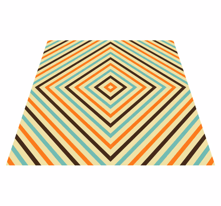 Vinylteppich quadratisch Vintage orange und blaues Muster - TenStickers