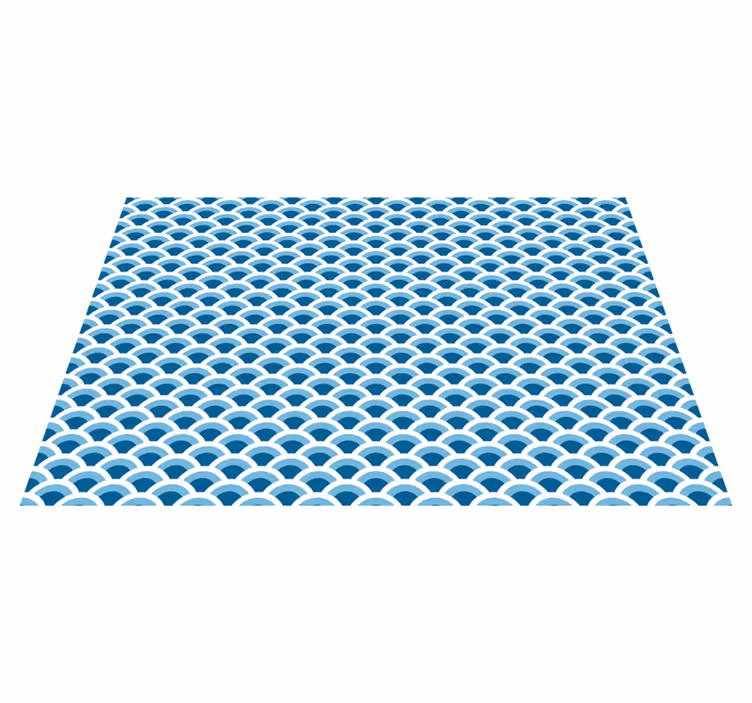 Vinyl Teppich nordisch blaue wellenmuster - TenStickers