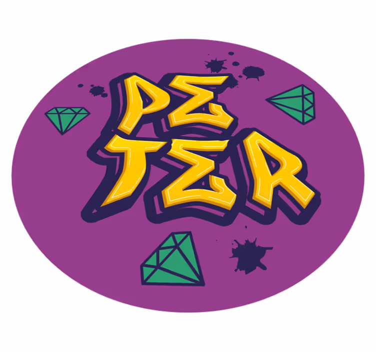 Vinylteppich mit Name Graffiti-stil mit grünen diamanten - TenStickers