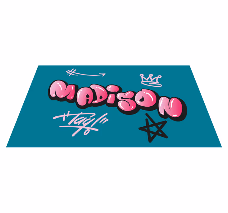 Vinyl Teppich Jugendzimmer rosa graffiti mit namen - TenStickers