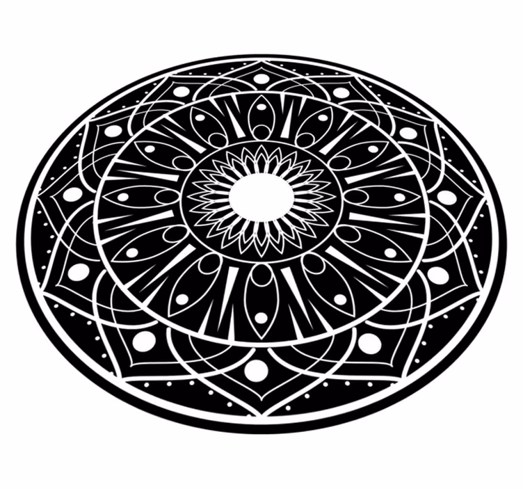 Vinylteppich Mandala Schwarzes und weißes dünnes linienmuster - TenStickers