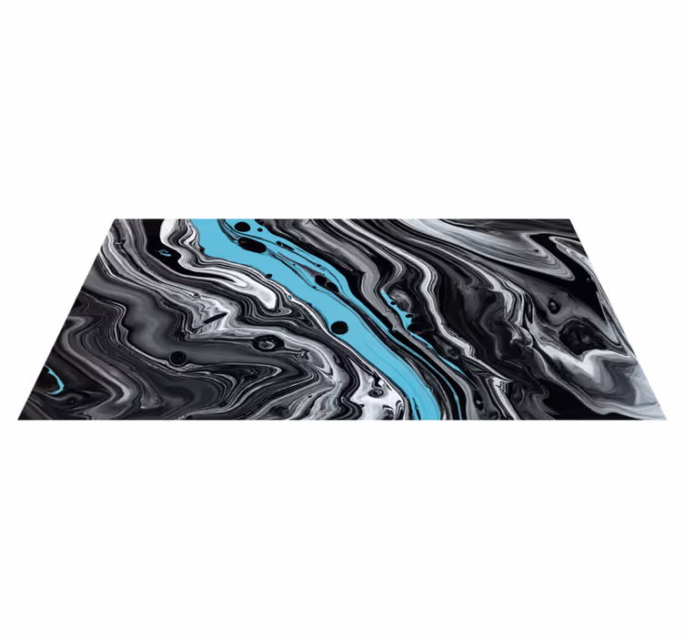 Vinyl Teppich Marmor wirbelndes schwarz und blau - TenStickers