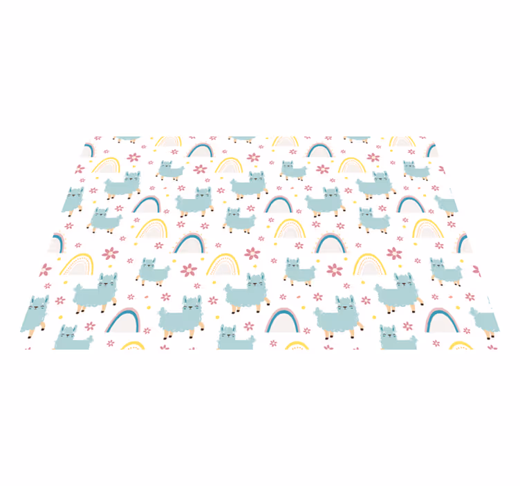 Vinylteppich kindlich regenbogen und lamas - TenStickers