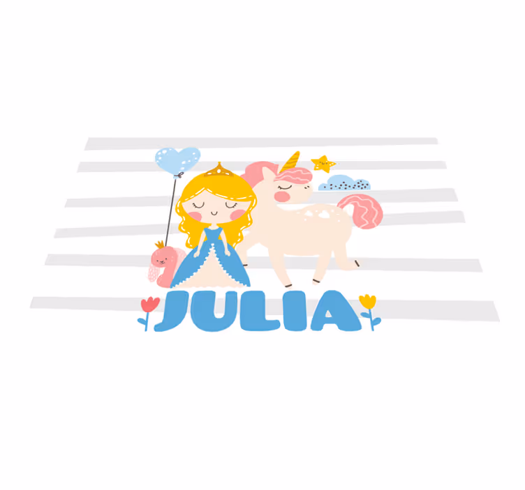 Vinylteppich kindlich einhorn und prinzessin individuell - TenStickers