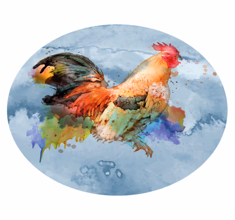 Vinyl teppich tiermuster bunter hahn splash - TenStickers