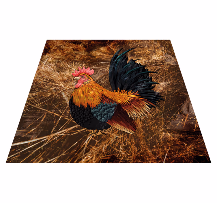 Vinyl teppich tiermuster mit lebhaftem hahnmotiv - TenStickers
