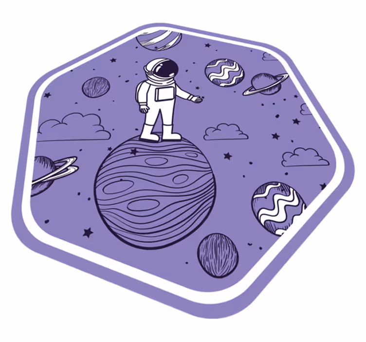 Vinylteppich Schlafzimmer Astronauten zeichnen mit planeten - TenStickers