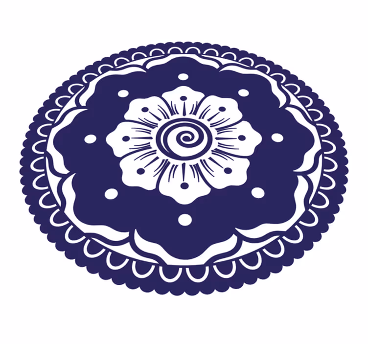 Vinyl Teppich Mandala marineblaues blumenarrangement - TenStickers