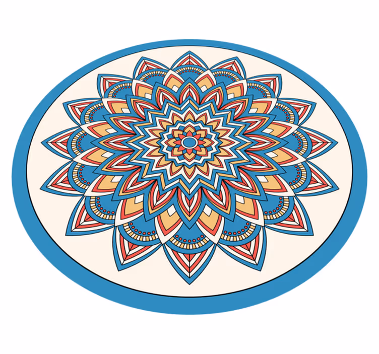 Vinylteppich Mandala Blaues und rotes blumenmandala - TenStickers