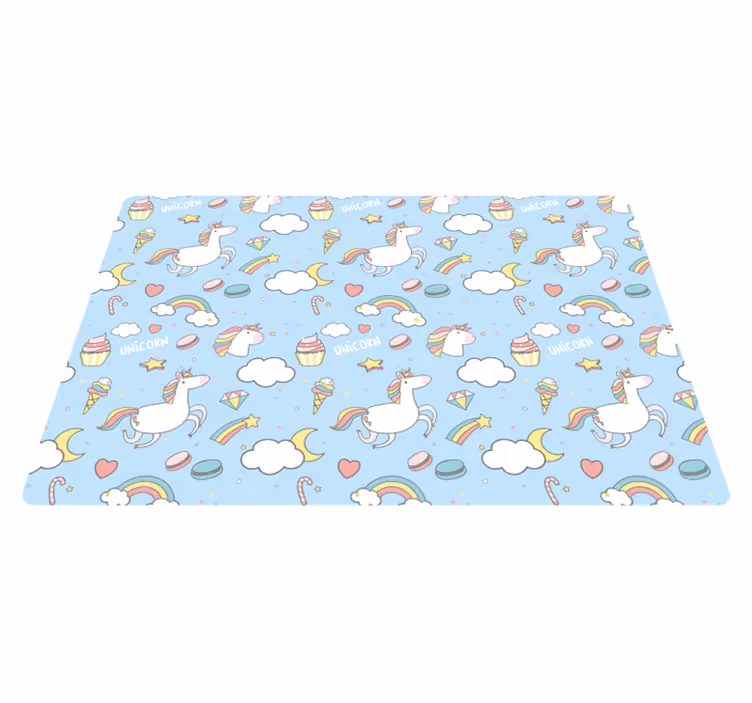 Vinyl Teppich Kinder blaue einhorn-fantasie - TenStickers