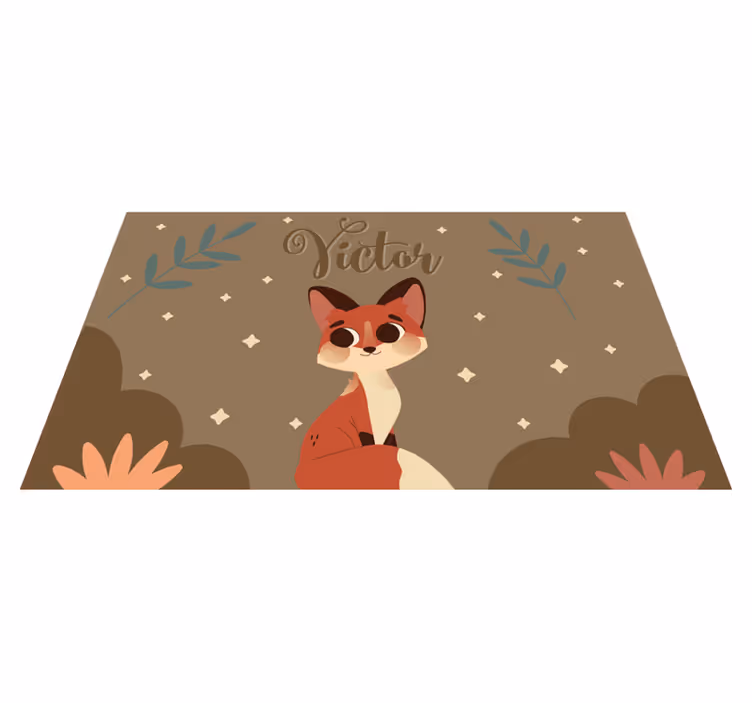 Vinyl teppich mit namen im süßen fuchs design - TenStickers