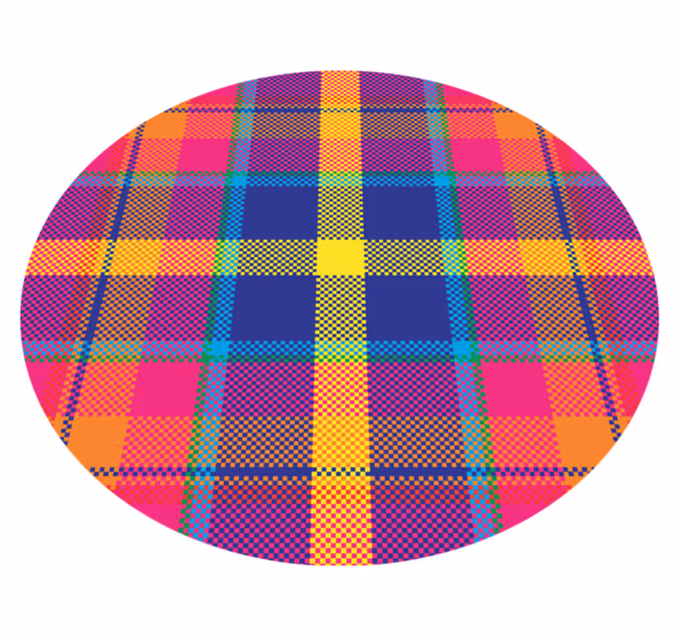 Vinyl Teppich rund Buntes karomuster - TenStickers
