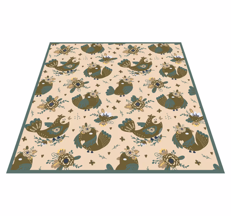 Vinyl Teppich Blumen skurrile vogelmuster - TenStickers