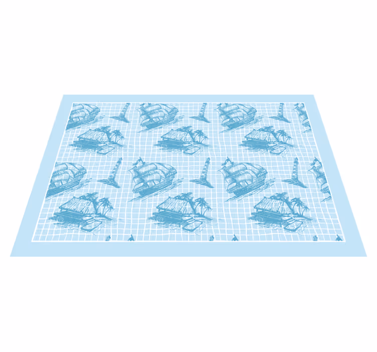 Vinyl teppich bad mit maritimen motiven - TenStickers