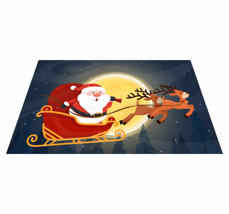 Vinyl teppich weihnachten schlittenfahrt vom weihnachtsmann - TenStickers