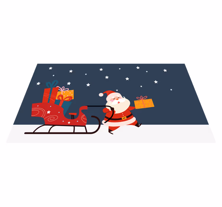Vinylteppich Weihnachtsmann mit Geschenken - TenStickers