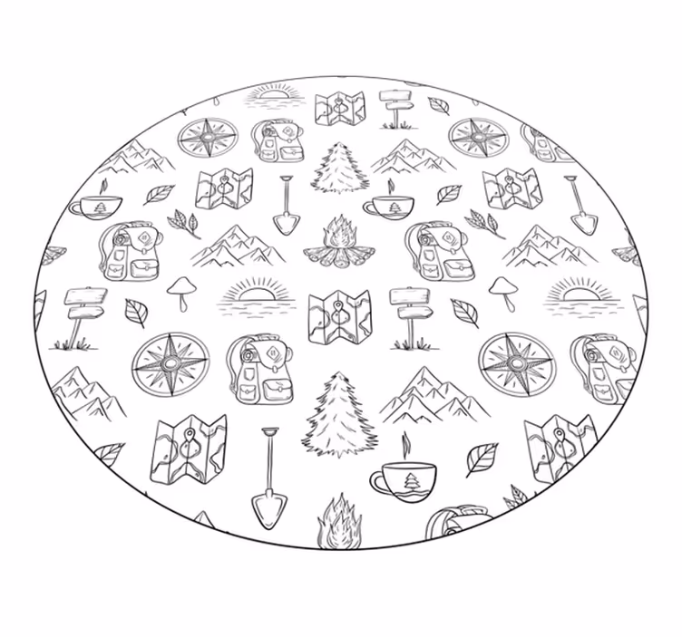 Vinylteppich kindlich camping-abenteuer-symbole - TenStickers