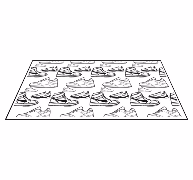 Vinyl Teppich Jugendzimmer sneaker-umrissmuster - TenStickers