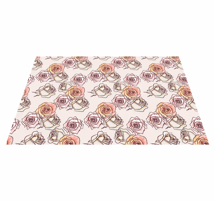 Vinyl Teppich Blumen botanisches rosenmotiv - TenStickers