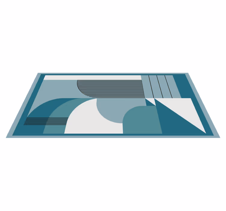 Vinyl Teppich modern blaue abstrakte geometrische formen - TenStickers