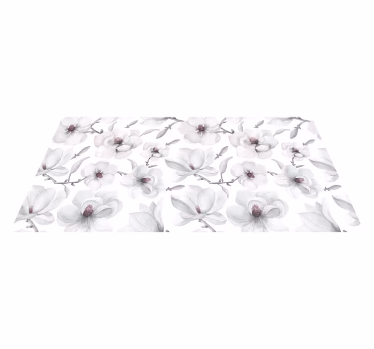 Vinyl teppich blumen im sanften grauton - TenStickers