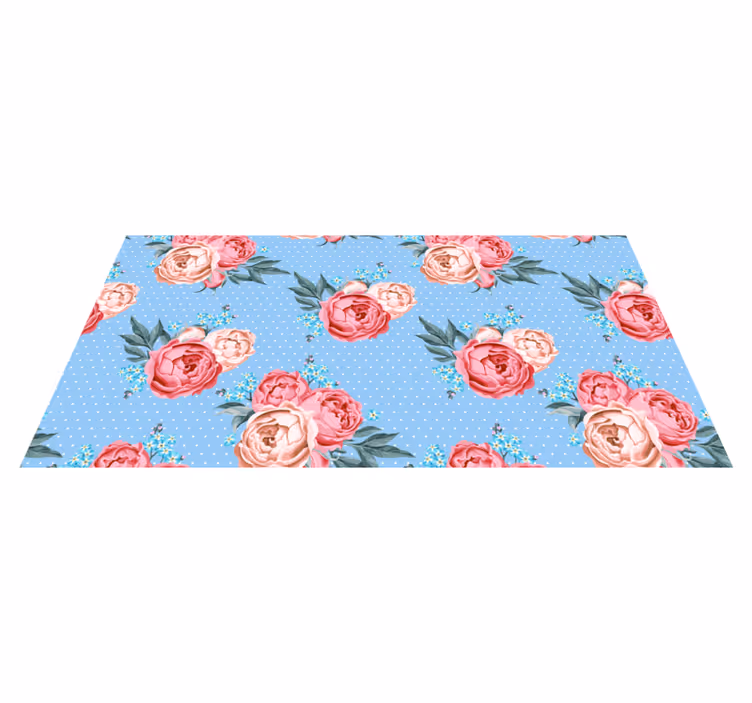 Vinylteppich blau blumiges Tupfenmuster - TenStickers