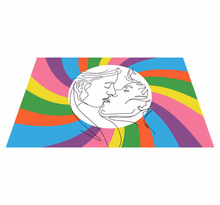 Vinylteppich kindlich bunte kusssilhouette - TenStickers