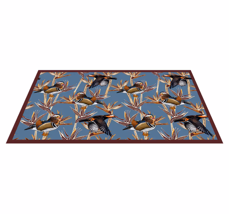 Vinyl Teppich Tiere mandarinente-muster - TenStickers