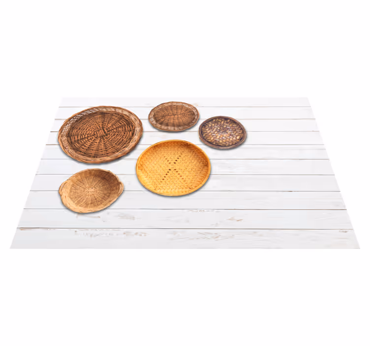 Vinyl Teppich grau weidenkörbe aus holz textur - TenStickers