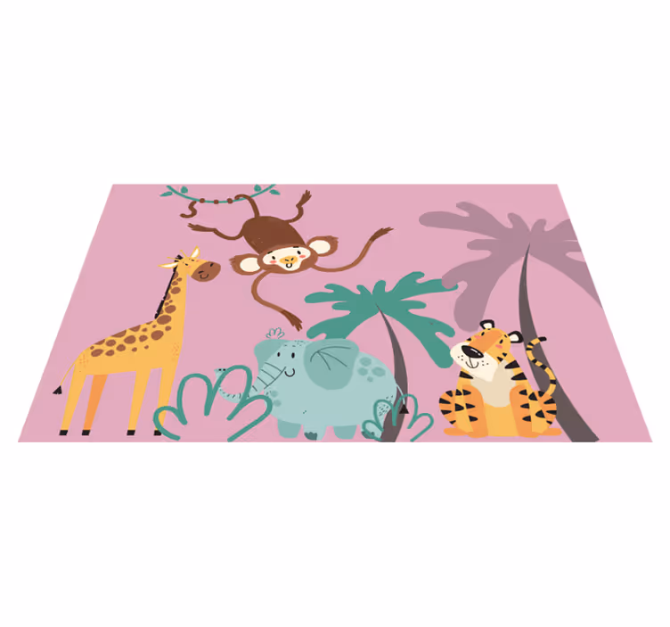 Vinylteppich Tier bunte Cartoon-Safari-Tiere - TenStickers
