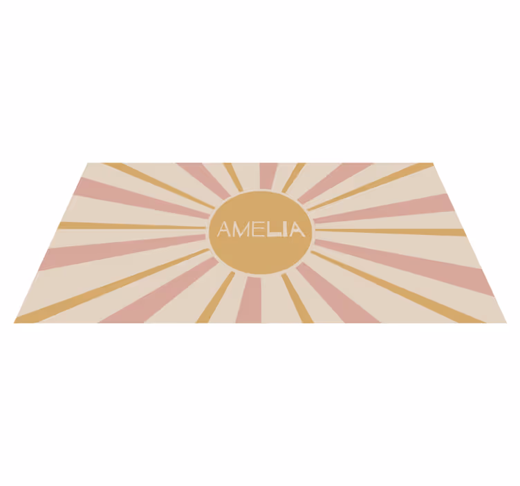 Vinylteppich mit Name anpassbarer Sonnenstrahltext - TenStickers