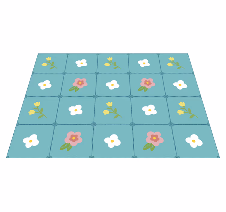 Vinylteppich Blumen blumenfliesenmuster - TenStickers