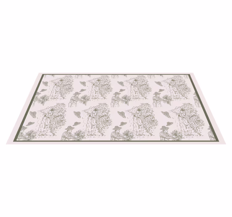 Vinylteppich Retro monochrome Jungle Sketch - TenStickers