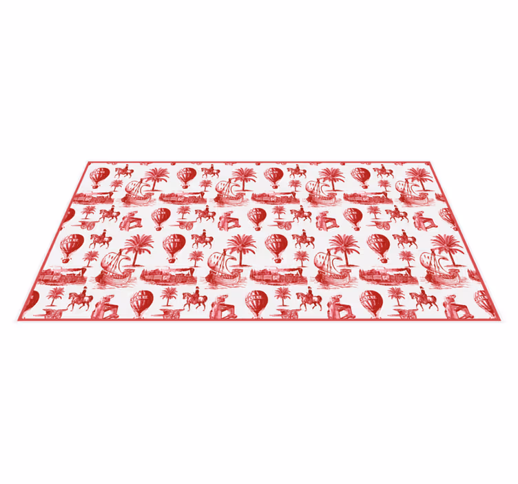 Vinylteppich Retro exotische rote Tierillustrationen - TenStickers