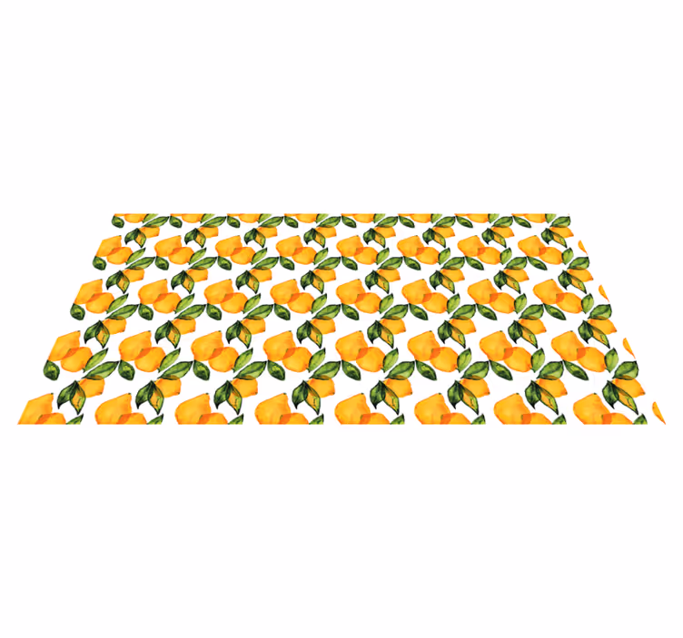 Vinylteppich Blumen Zitrone im mediterranen stil - TenStickers