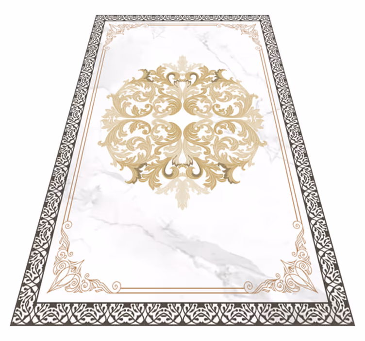 Vinyl Teppich Marmor elegante goldene verzierung - TenStickers