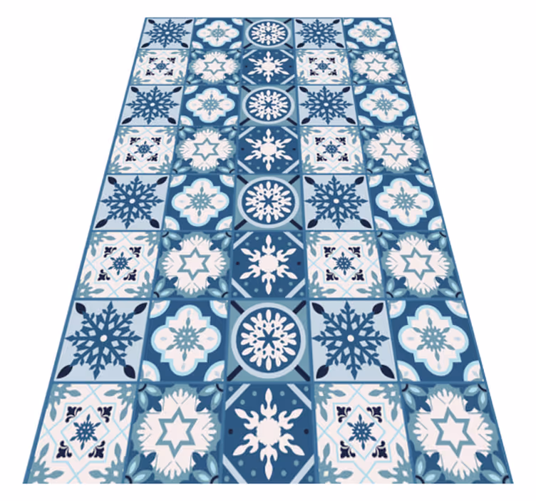 Vinyl Teppich Weihnachten blaue Schneeflockenfliesen - TenStickers