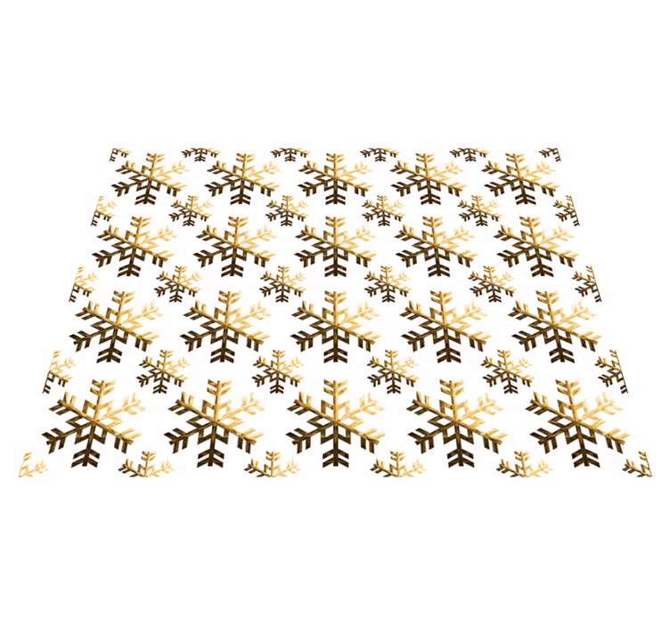 Vinyl Teppich Weihnachten goldene Schneeflocken Muster - TenStickers