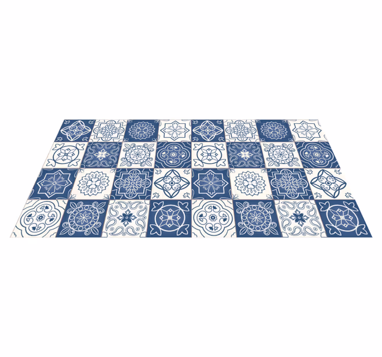 Vinyl Teppich Küche vintage blaue fliesen - TenStickers