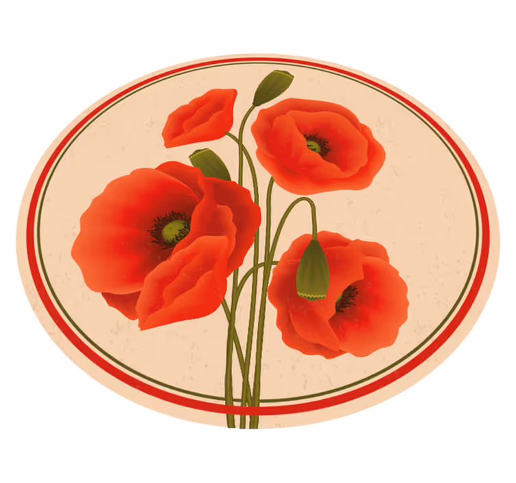 Vinylteppich Blumen rote mohnblumen - TenStickers