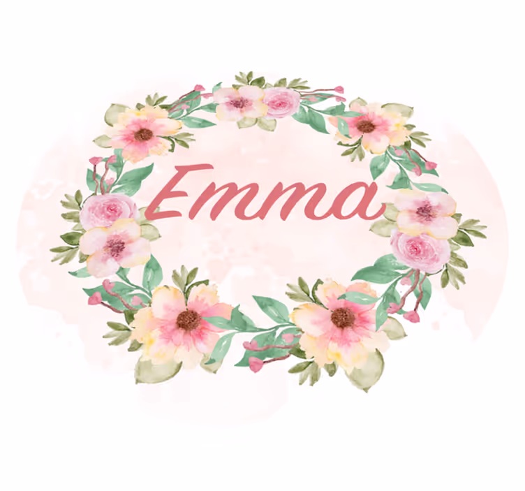 Vinylteppich mit Name krone aus blumen - TenStickers