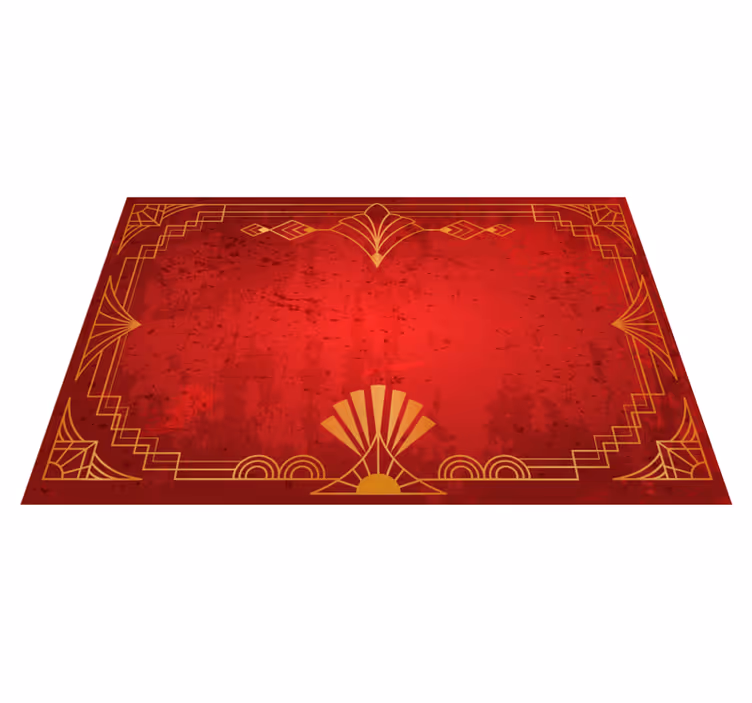 Vinyl Teppich rot goldene mustergrenze - TenStickers