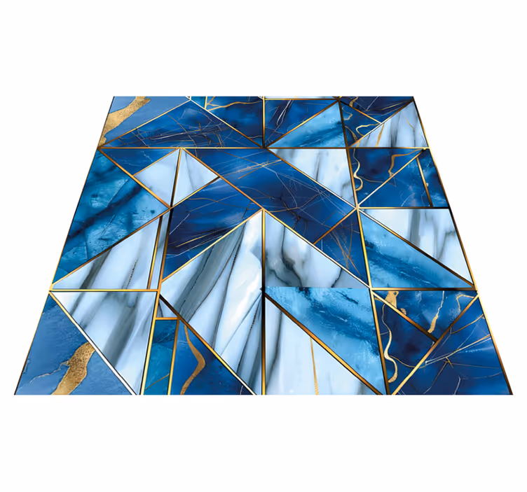 Vinyl teppich marmor geometrisches blau und gold effekt - TenStickers